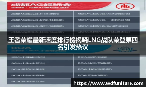 王者荣耀最新速度排行榜揭晓LNG战队荣登第四名引发热议