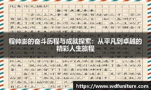 程帅澎的奋斗历程与成就探索：从平凡到卓越的精彩人生旅程